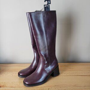 Women's No Boundaries Mid Calf Tall Block Heel Boots Burgundy Size 6 New Riding